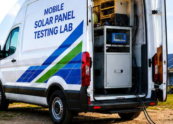Mobile solar panel testing lab van